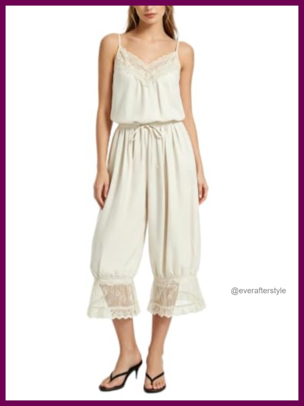 Women Boho Wide Leg Cropped Jumpsuit Lace Trim Smocked Waist Sleeveless Romper